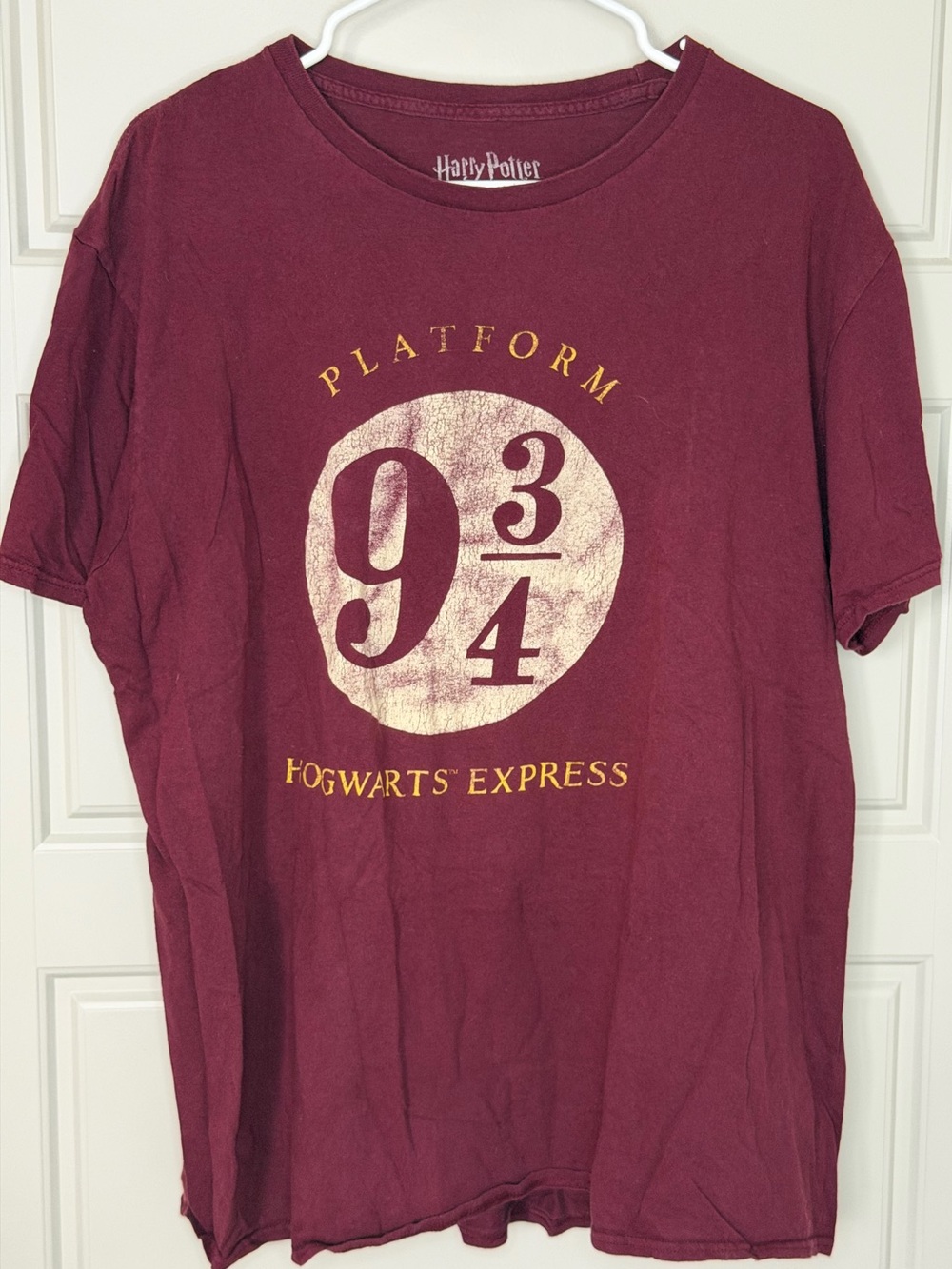 Harry Potter Platform 9 3/4 Hogwarts Express Graphic T-Shirt Maroon Men's XL